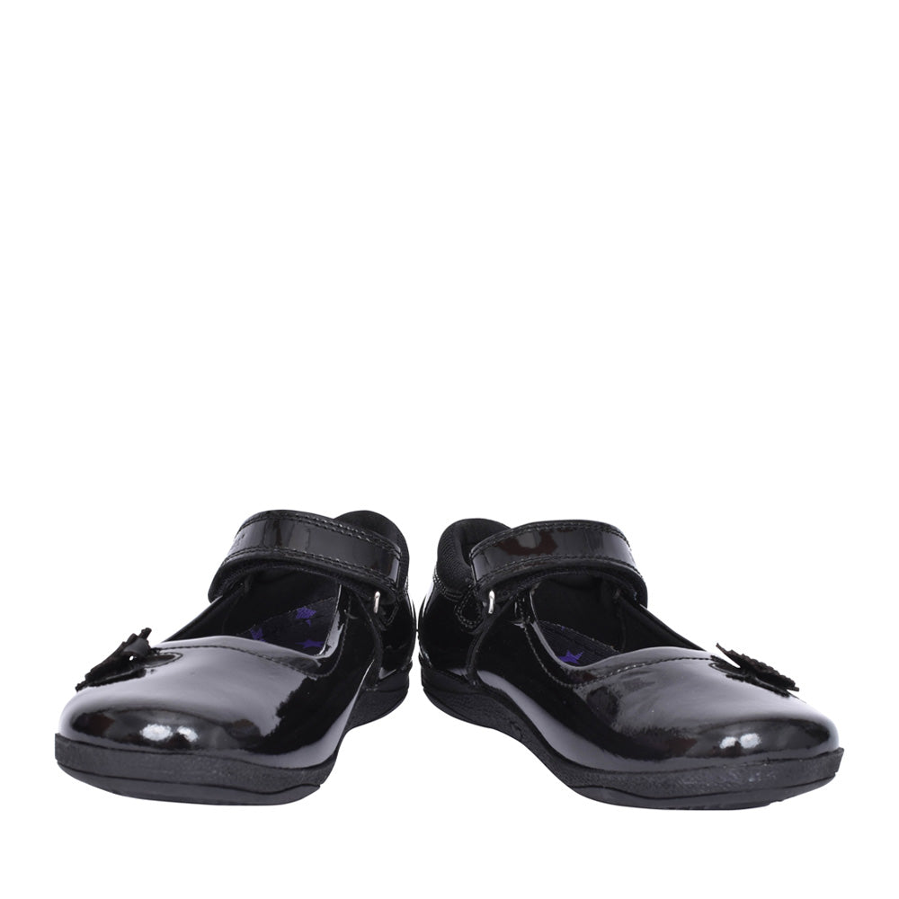 Girls Jessica Velcro Shoe In Blk Patent