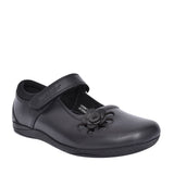 Girls Jessica Velcro Shoe In Blk Leather