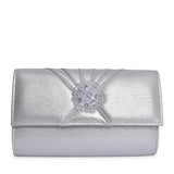 Ladies Aria Ulg019 Clutch Bag In Silver