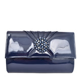 Ladies Aria Ulg019 Clutch Bag In Navy Patent
