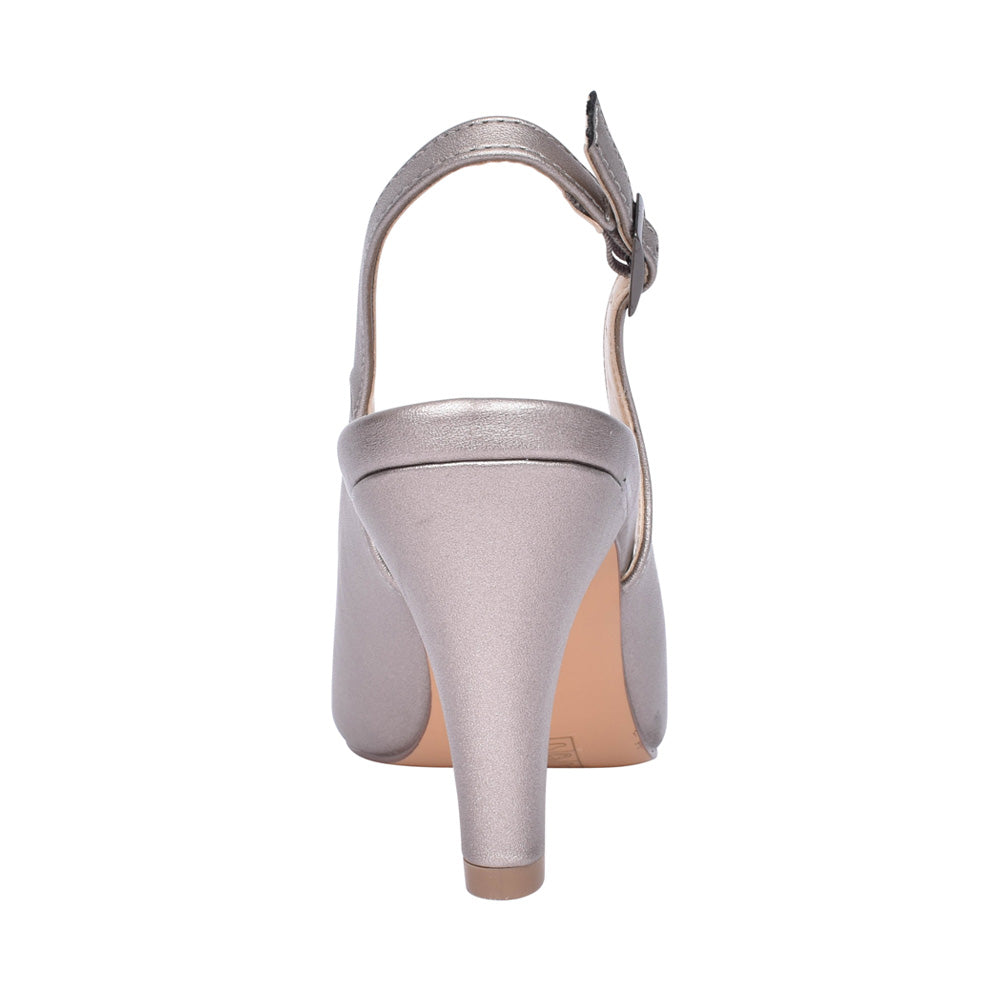 Ladies Elodie Uls042 Peep Toe Court Shoe In Pewter