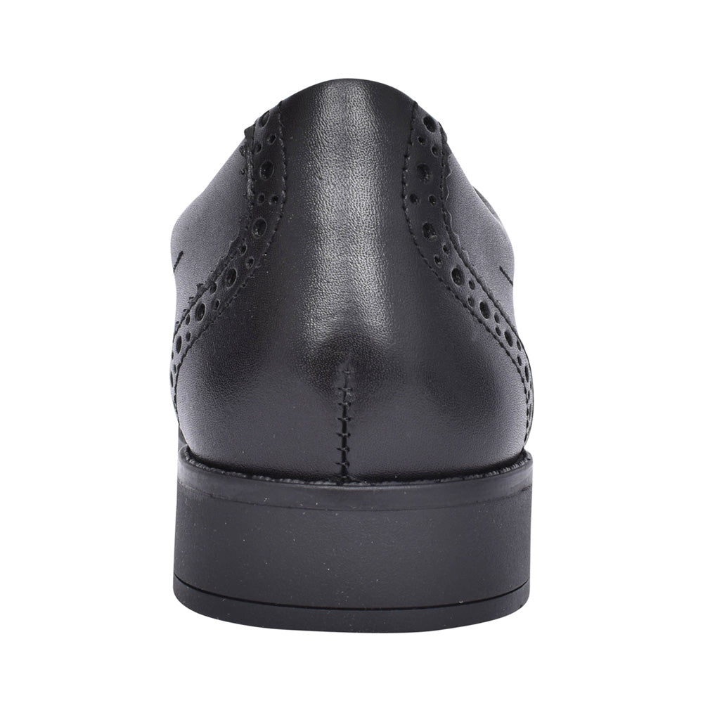 Girls Aubrie Tap Black Leather Brogue In Kids G Fit