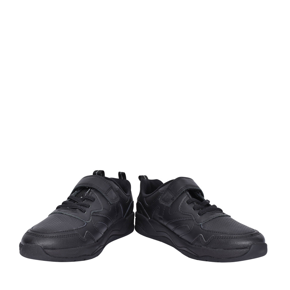 Boys Clowdersprint Black Leather Velcro Shoe In Kids F Fit