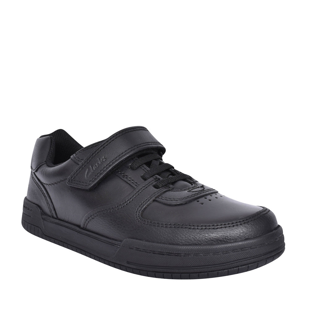 Boys Black Leather Velcro Shoe In Kids G Fit
