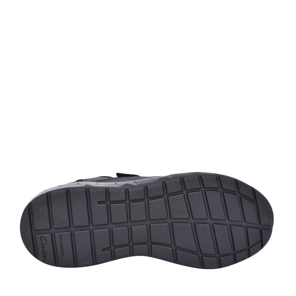 Boys Spark Beam Black Leather Trainer In Kids F Fit