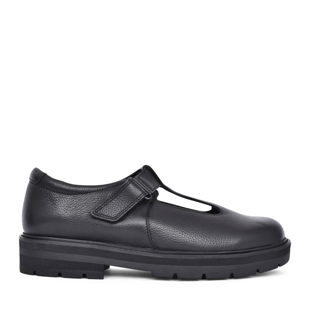 Girls Prague Brill Black Leather Shoe In Kids G Fit