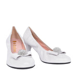 Ladies 3047 Low Heel Court Shoe In Silver