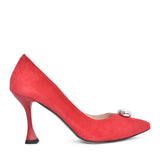Ladies 7975 High Heel Court Shoe In Red