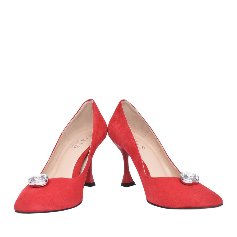 Ladies 7975 High Heel Court Shoe In Red