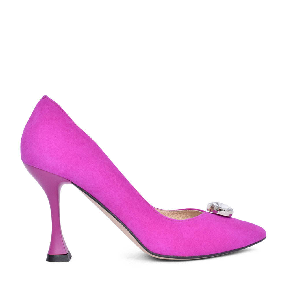 Ladies 7975 High Heel Court Shoe In Hot Pink