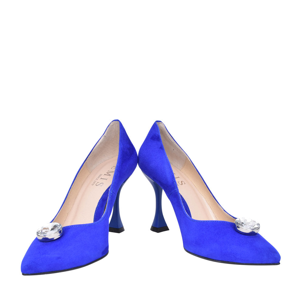 Ladies 7975 High Heel Court Shoe In Cobalt