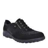 Ladies H89001 Havy Laced Trainer In Black