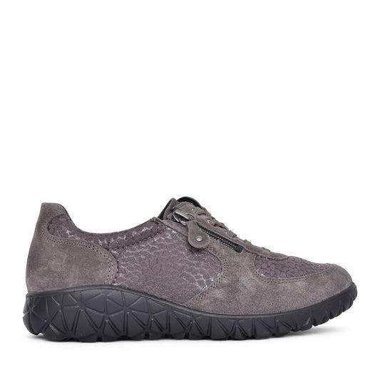 Ladies H89001 Havy Laced Trainer In Grey