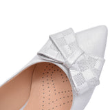 Ladies 6298 G-fit Medium Heel Court Shoe In Silver