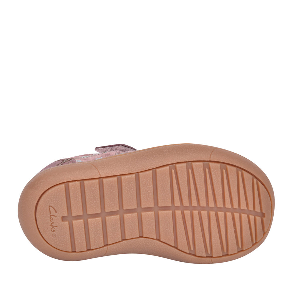 Girls Flash Mouse Dusty Pink Leather T-bar Shoe In Kids H Fit