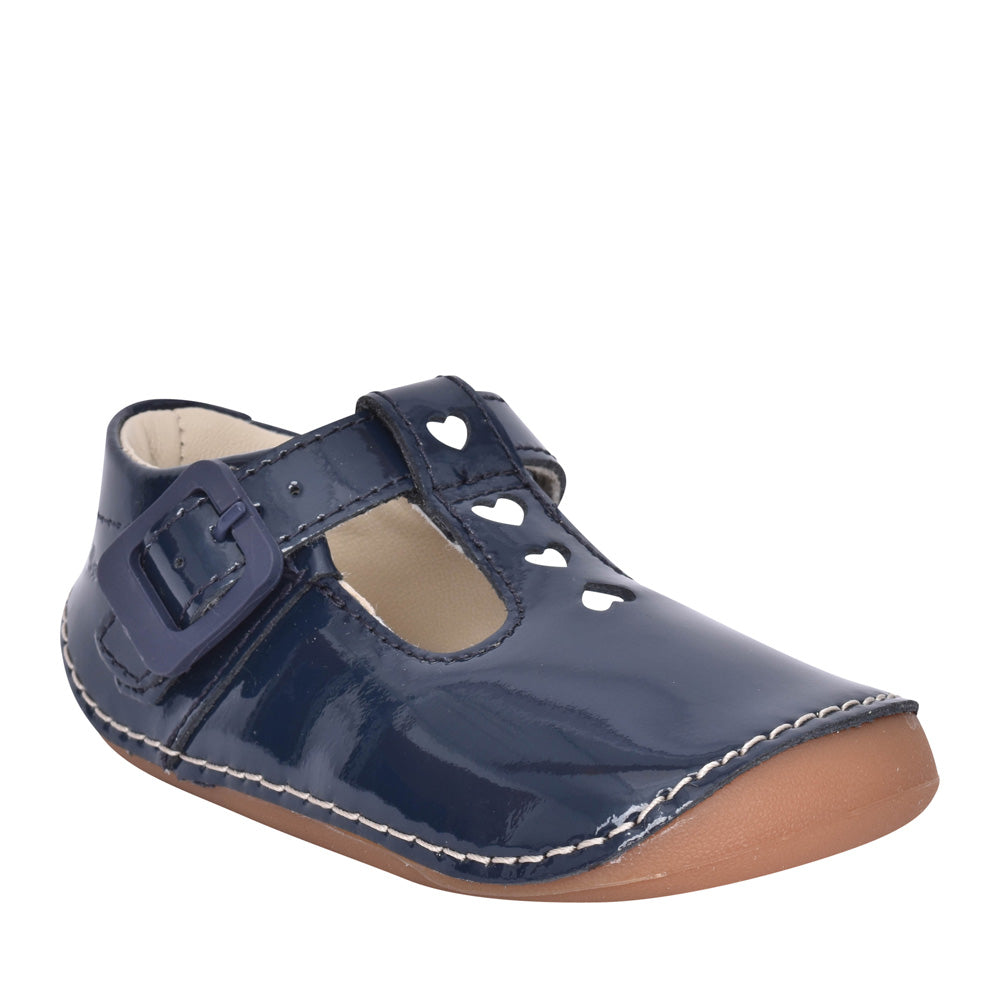 Girls Tiny Beat Navy Patent Shoe In Kids H Fit