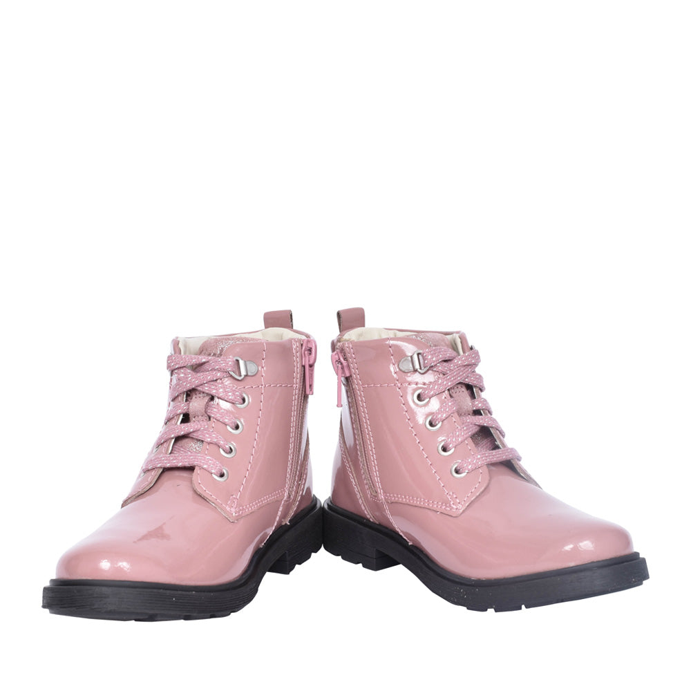 Girls Astrol Lace Pink Patent Boot In Kids F Fit