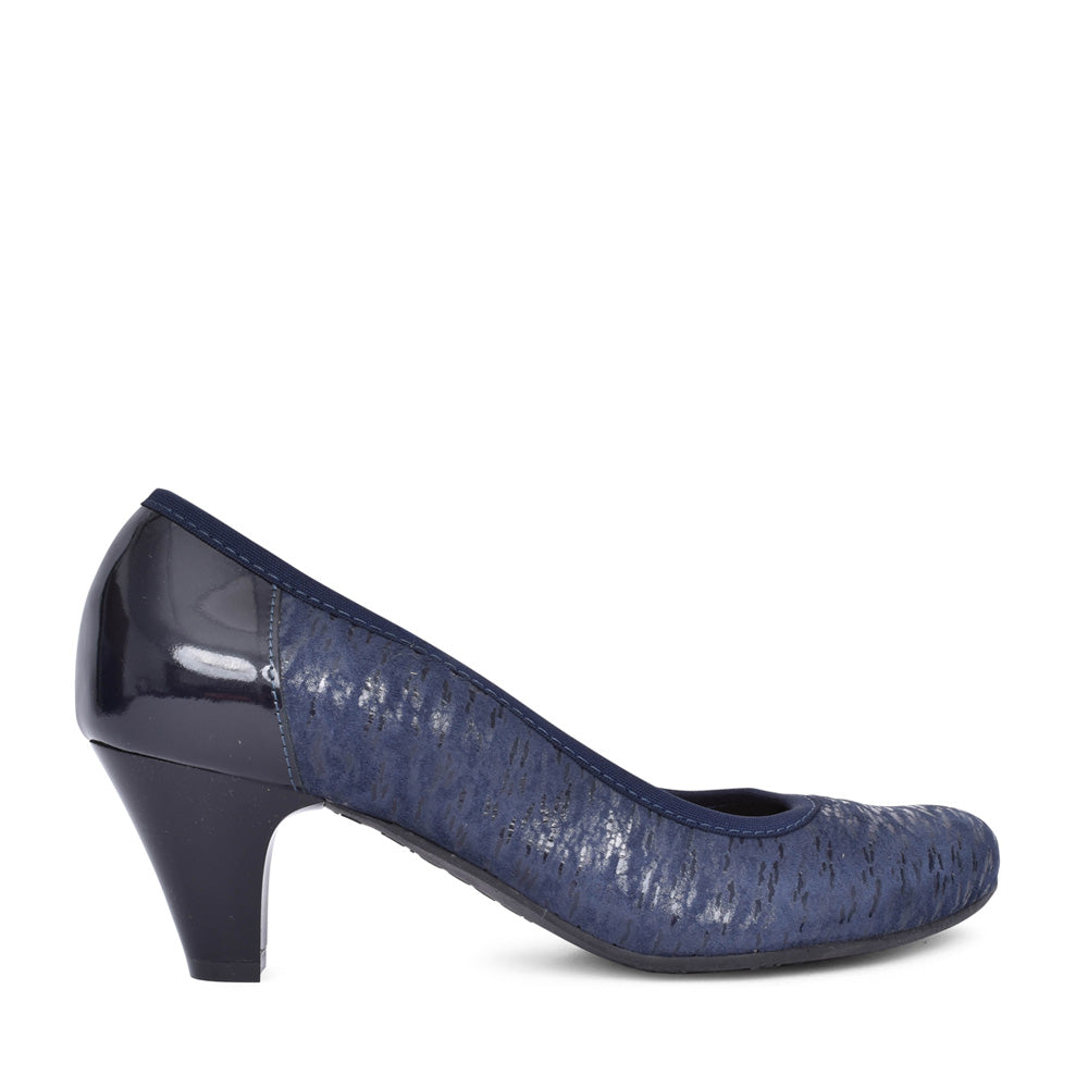 Ladies 6299 G-fit Low Heel Court Shoe In Navy