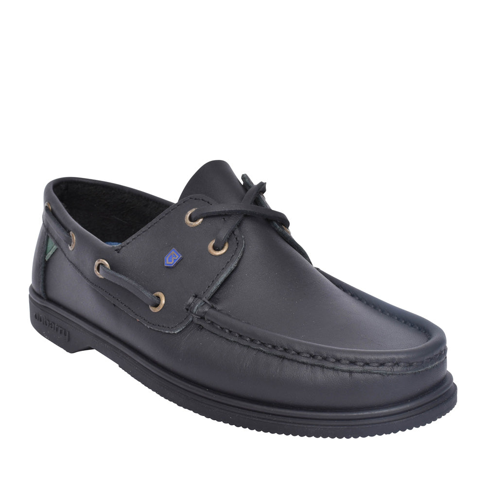 Unisex Admirals Leather Boat Shoe In Black