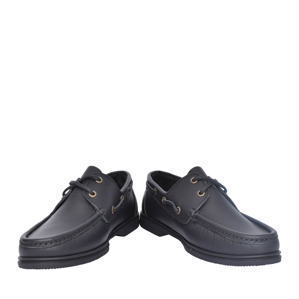 Unisex Admirals Leather Boat Shoe In Black