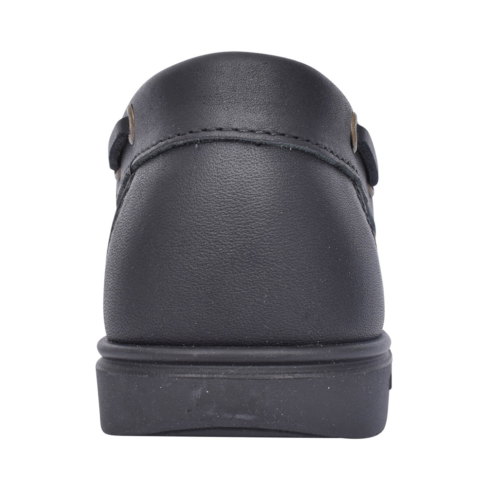 Unisex Admirals Leather Boat Shoe In Black