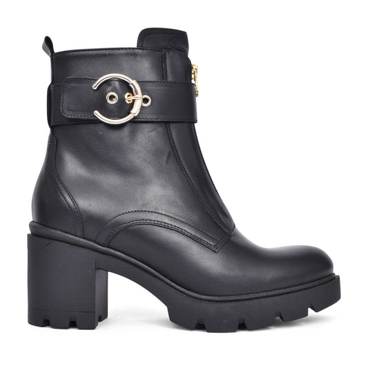 Ladies 13771 Medium Heel Ankle Boot In Black