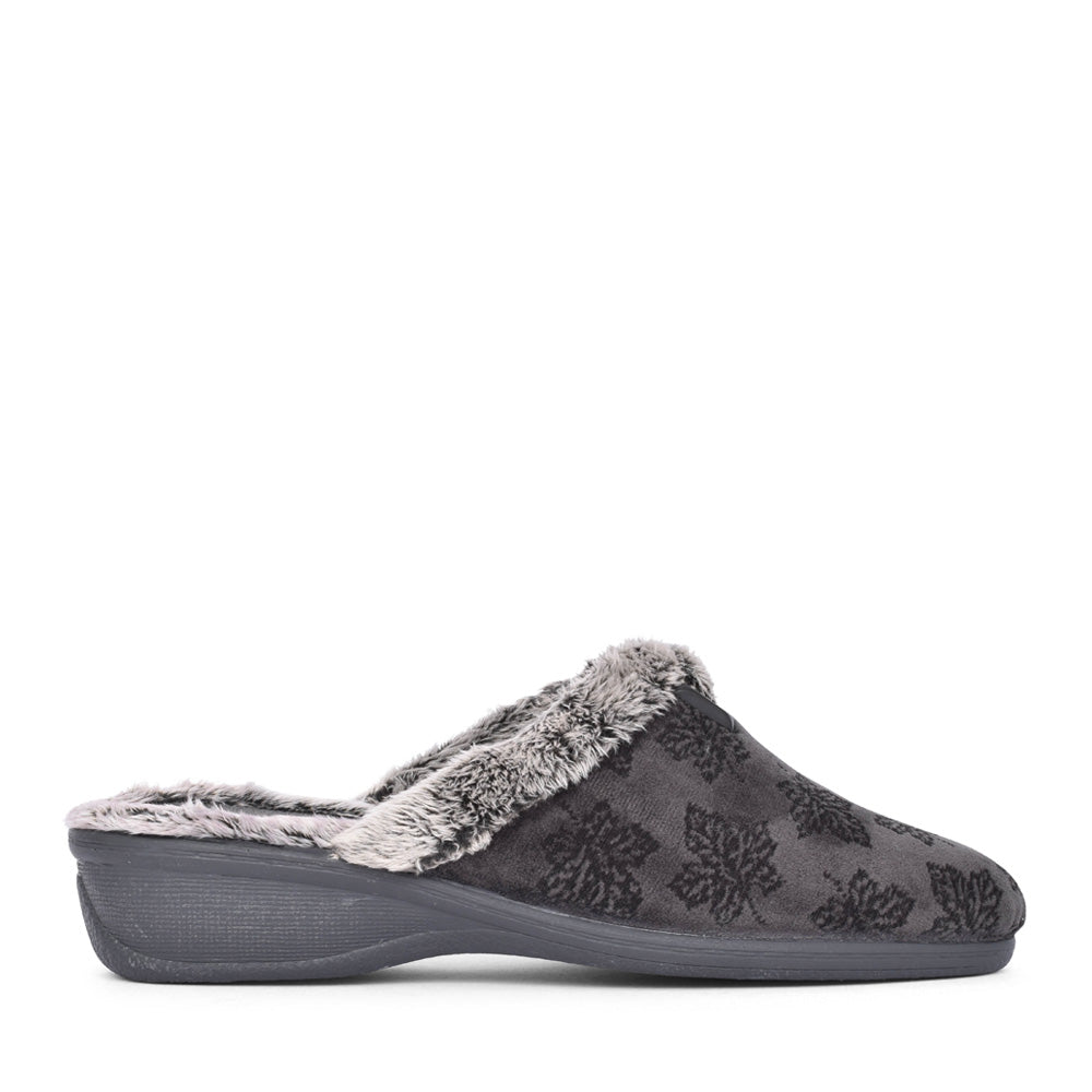 Wedge Mule Slipper In Grey