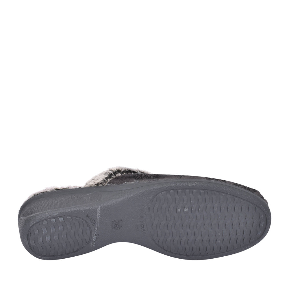 Wedge Mule Slipper In Grey