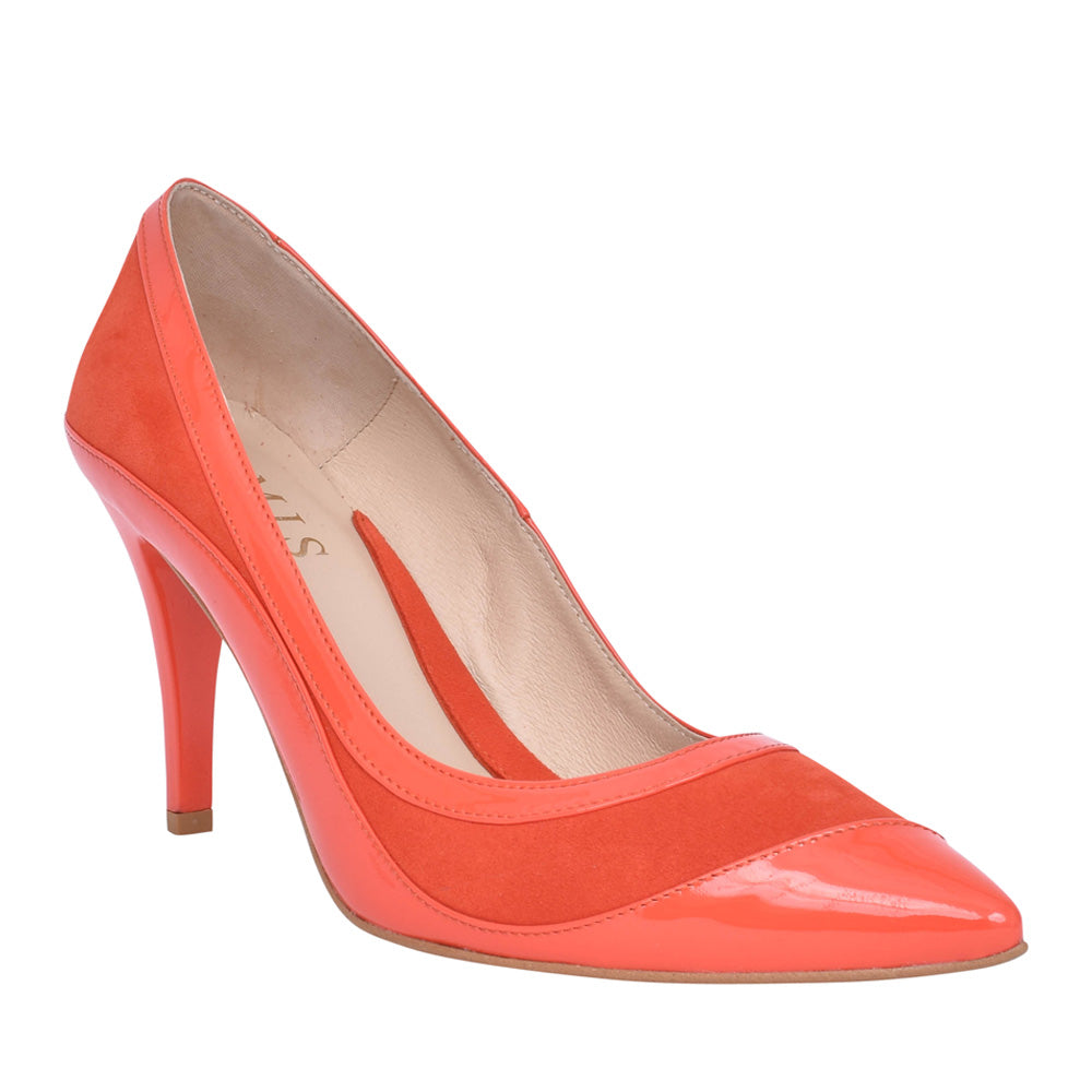 Ladies 7993 High Heel Court Shoe In Orange