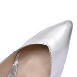 Ladies 8027 High Heel Court Shoe In Silver