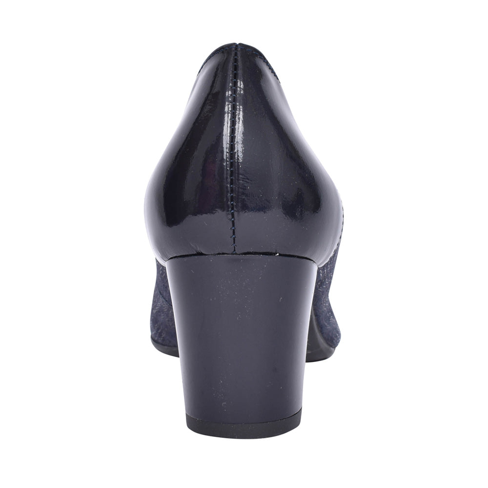 Ladies 5527 G-fit Low Heel Court Shoe In Navy