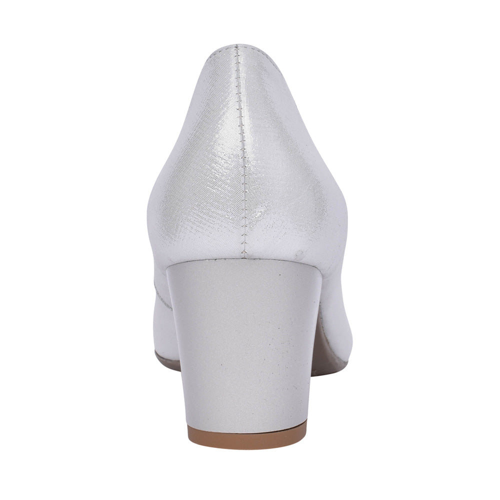 Ladies 5527 G-fit Low Heel Court Shoe In Silver