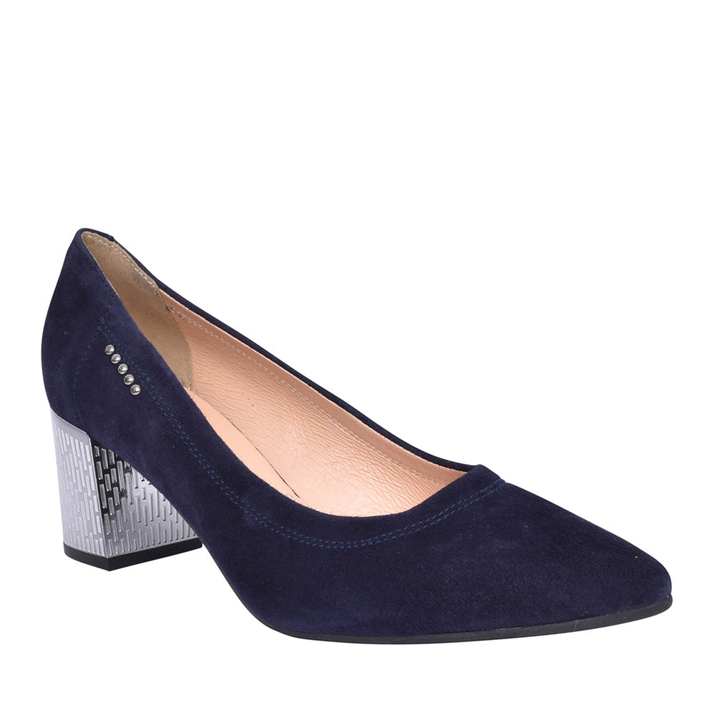 Ladies 5671 G-fit Medium Heel Court Shoe In Navy