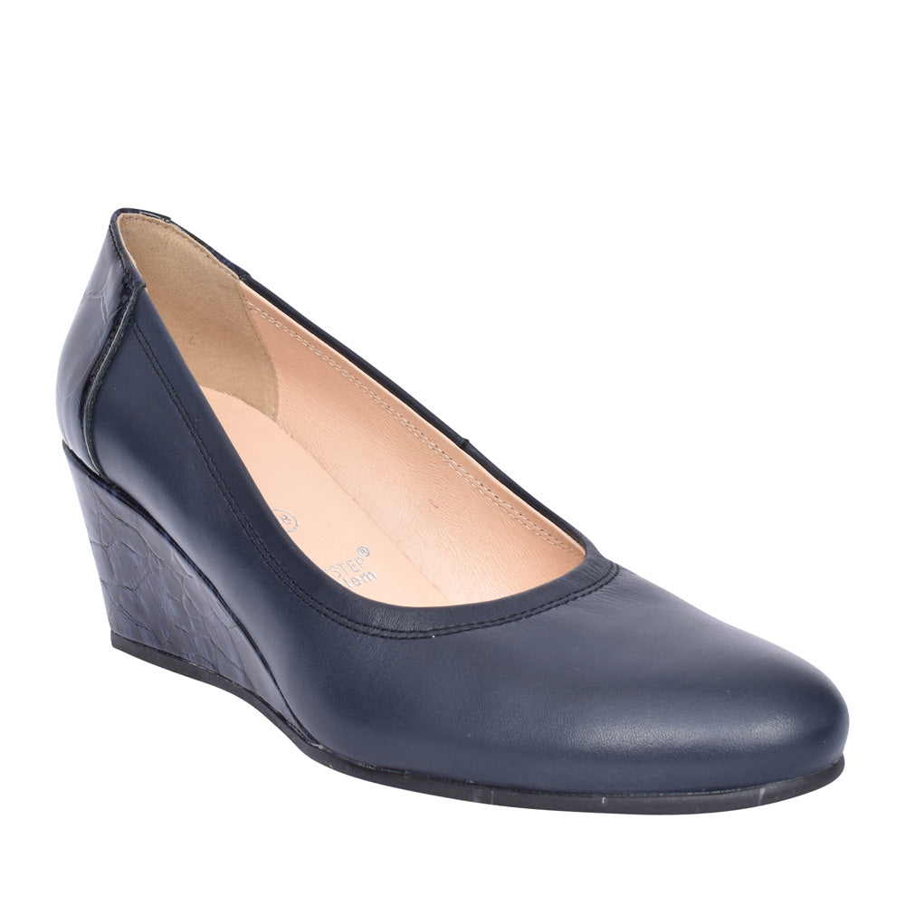 Ladies 5899 G-fit Wedge Court Shoe In Navy