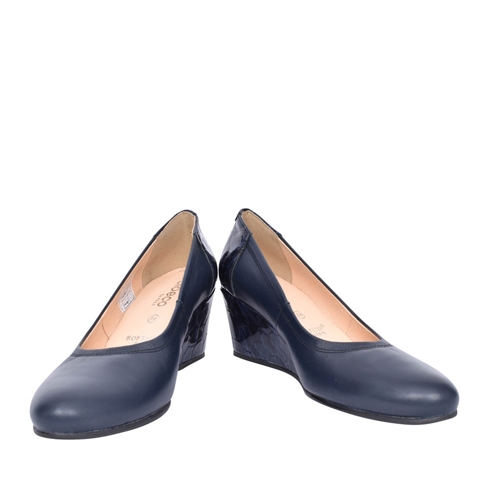 Ladies 5899 G-fit Wedge Court Shoe In Navy