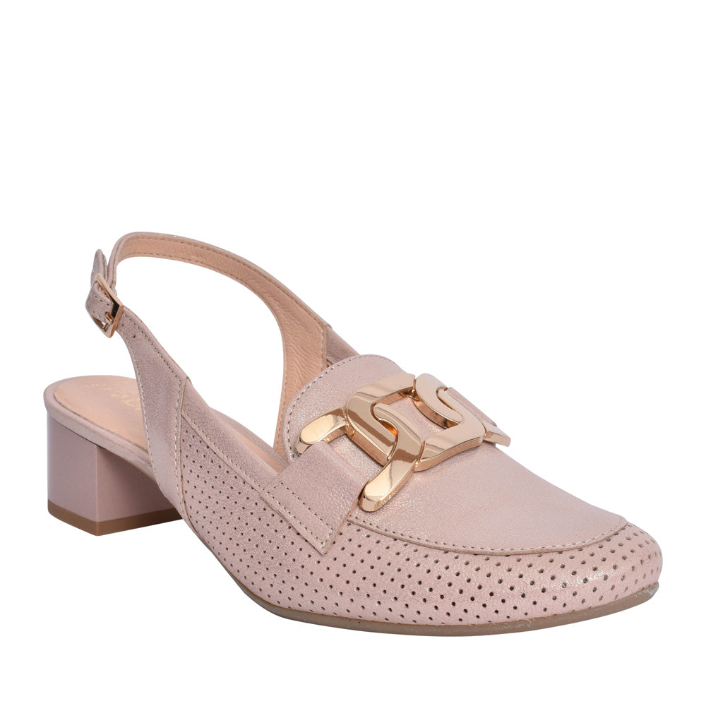 Ladies 3963 G-fit Sling Back Court Shoe In Beige