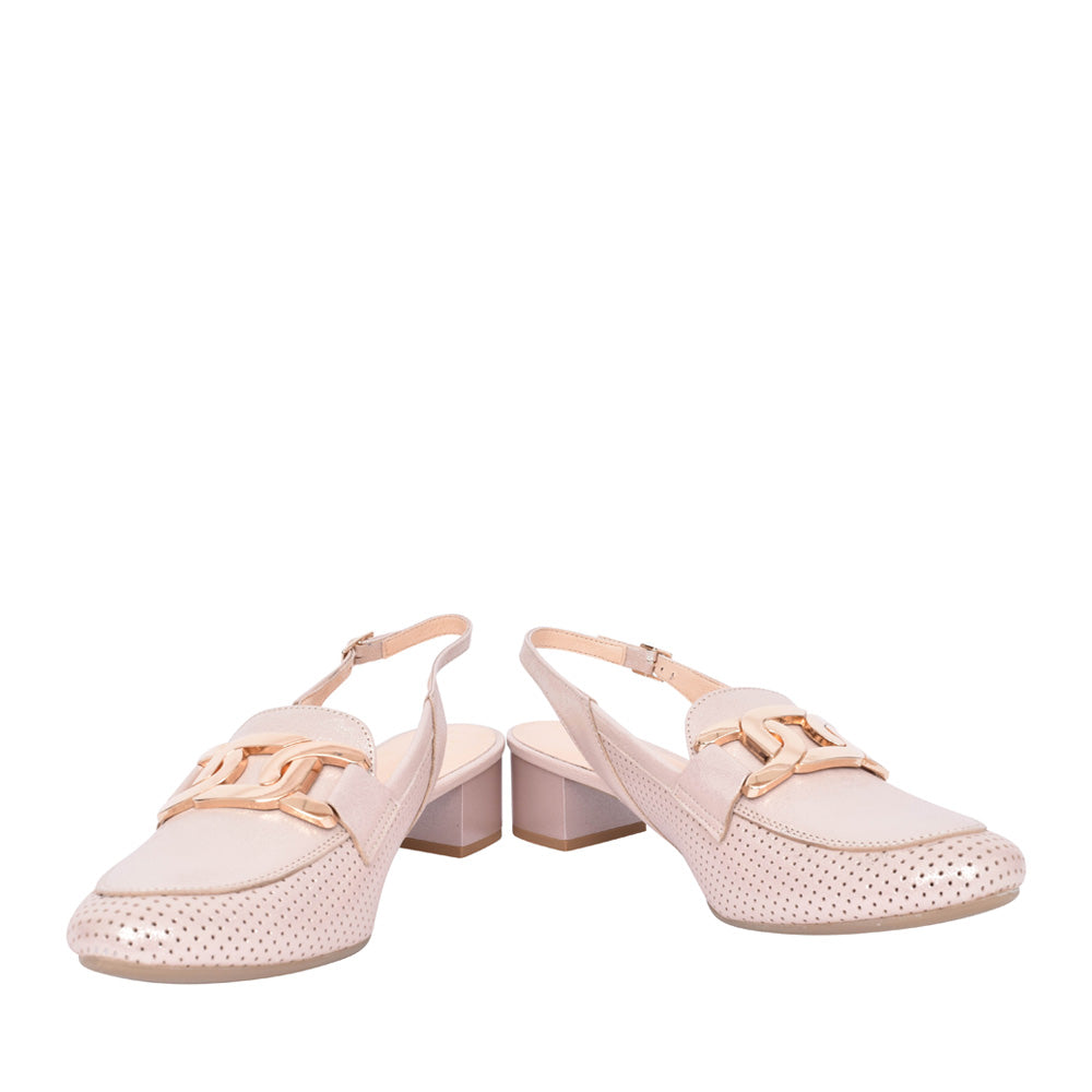 Ladies 3963 G-fit Low Block Heel Sling Back Court Shoe In Pink