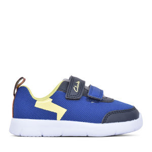 Boys Ath Yell T Blue Combi Velcro Shoe In Kids G Fit