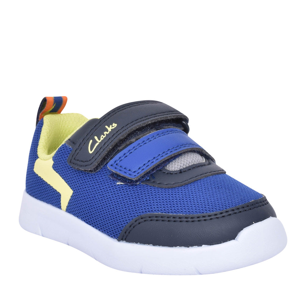 Boys Ath Yell T Blue Combi Velcro Shoe In Kids G Fit