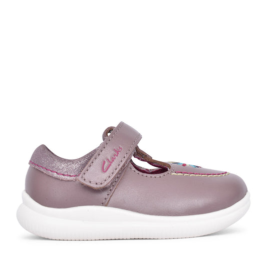 Girls Crest Prom T Dusty Pink Leather Shoe In Kids G Fit