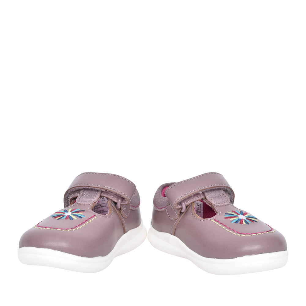 Girls Crest Prom T Dusty Pink Leather Shoe In Kids G Fit
