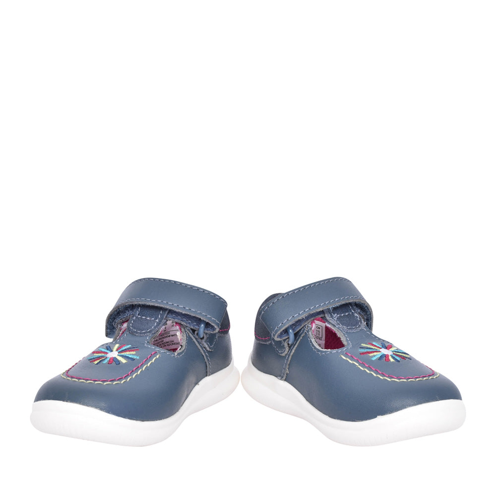 Girls Crest Prom T Dark Blue Leather Shoe In Kids G Fit