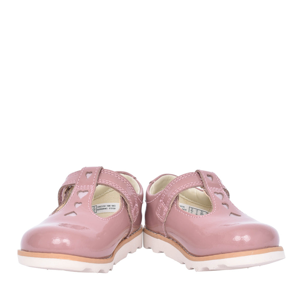 Girls Crown Teen T Dusty Pink Patent T-bar Shoe In Kids H Fit