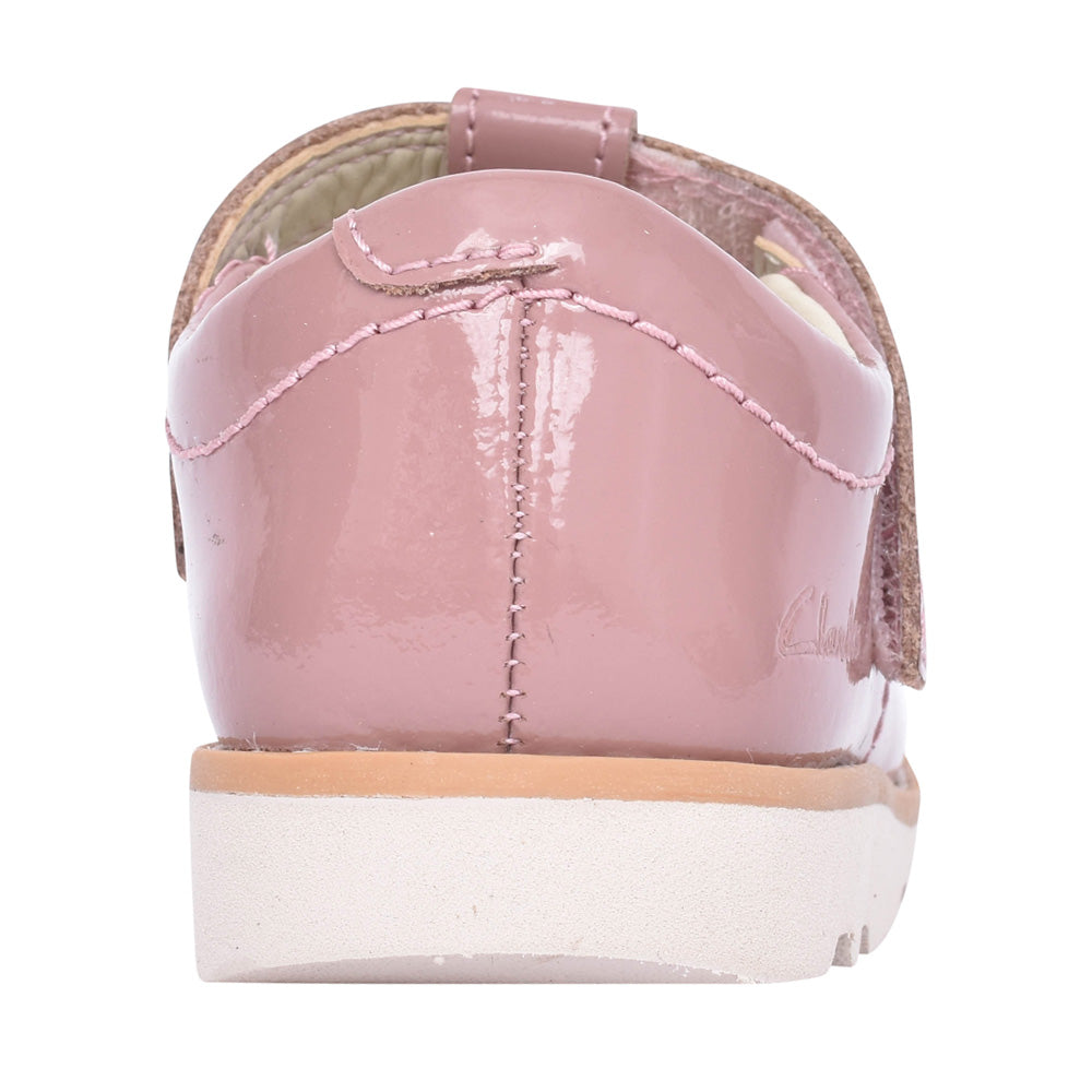 Girls Crown Teen T Dusty Pink Patent T-bar Shoe In Kids H Fit