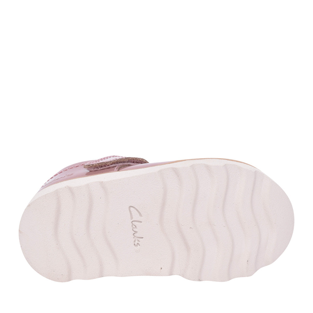 Girls Crown Teen T Dusty Pink Patent T-bar Shoe In Kids H Fit