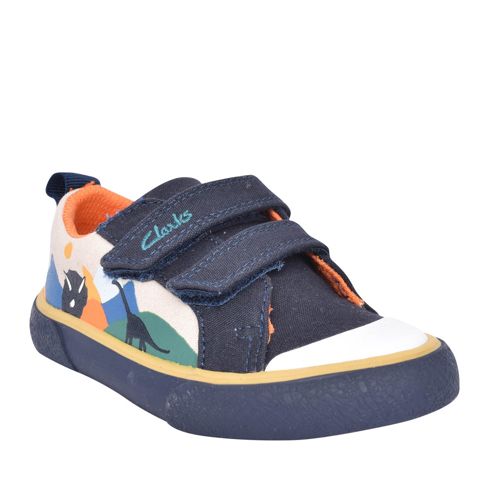 Girls Foxing Play T Navy Canvas Velcro Shoe In Kids F Fit