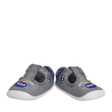 Boys Roamer Sun Grey Canvas T-bar Shoe In Kids G Fit