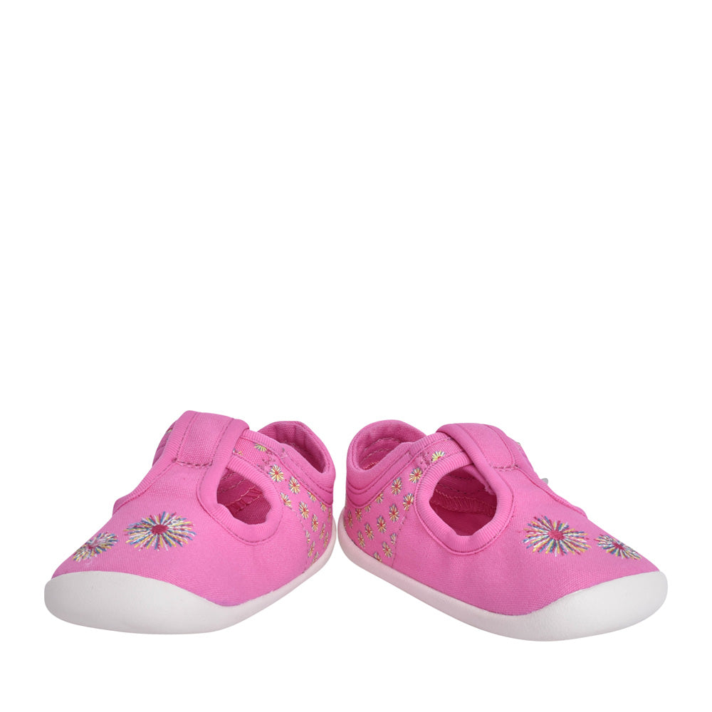 Girls Roamer Sun Hot Pink Canvas T-bar Shoe In Kids F Fit