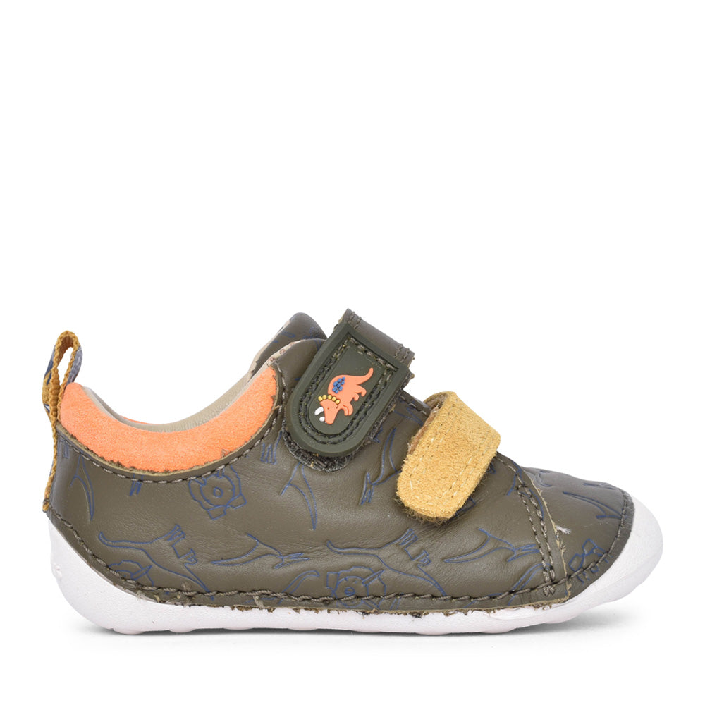 Boys Tiny Rex T Khaki Interest Velcro Shoe In Kids F Fit