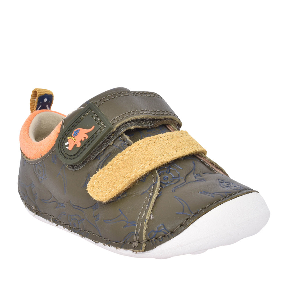 Boys Tiny Rex T Khaki Interest Velcro Shoe In Kids F Fit